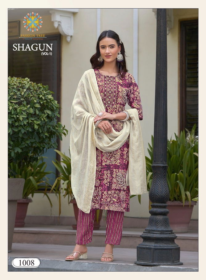 Shagun Vol 1 By Passion Tree Foil Printed Kurti With Bottom Dupatta Wholesale Shop In Surat